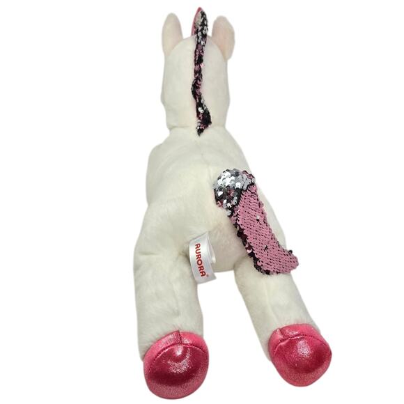 Aurora Shimmers Unicorn Reversible Sequins Fantasy Stuffed Animal Plush Toy 18" - Picture 4 of 8